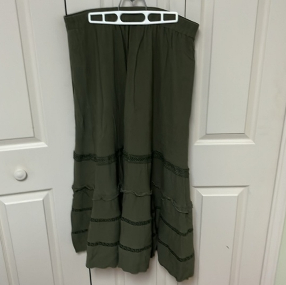 SHEIN | Simplee Casual Vacation Western Style Loose Flounce Hem Skirt, Green - Picture 7 of 10
